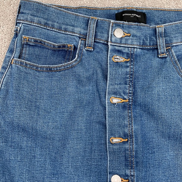 Banana Republic Skirt Womens 6/28 Blue Denim Maxi Button Modest Casual Preppy - Picture 2 of 10